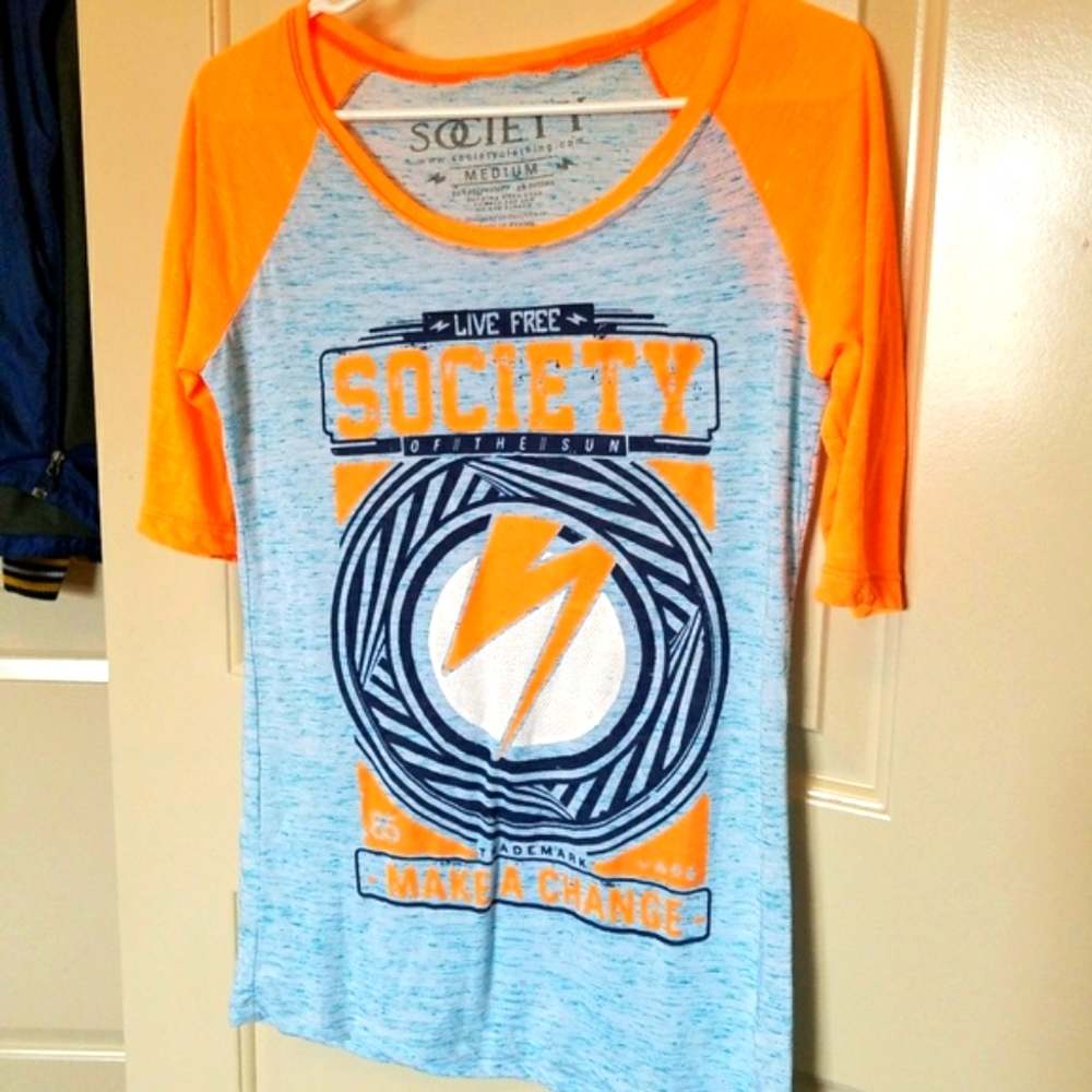 Society orange sleeve shirt